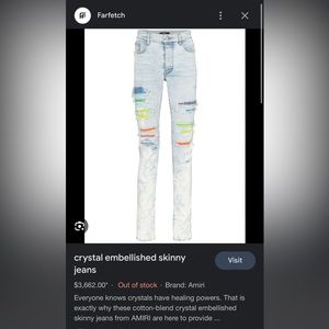 Amiri Bleached Crystal Gradient Jean Sky Indigo Size 29